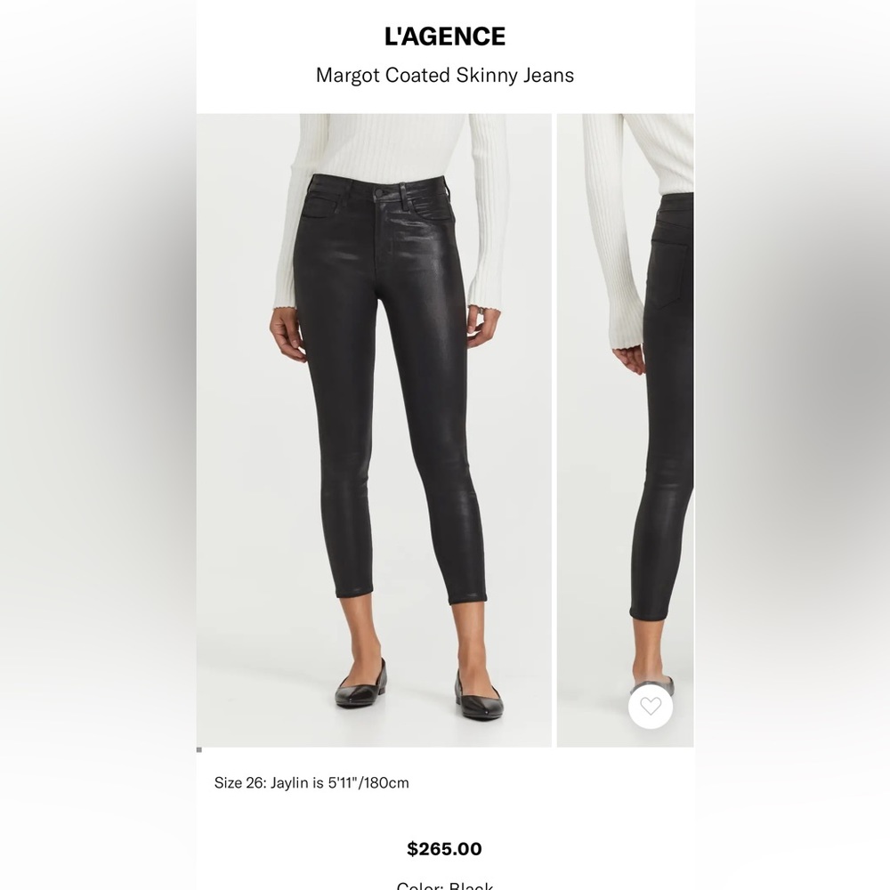 L’agence margot coated black skinny jeans - size 27